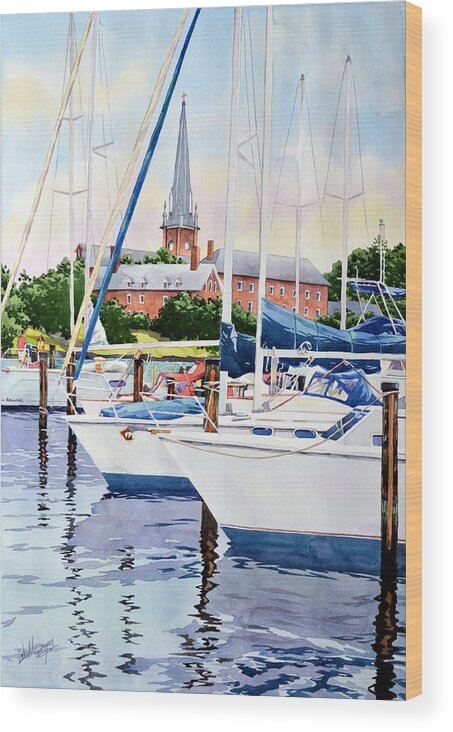 Annapolis Wood Print featuring the painting Framing the Spire by Mick Williams