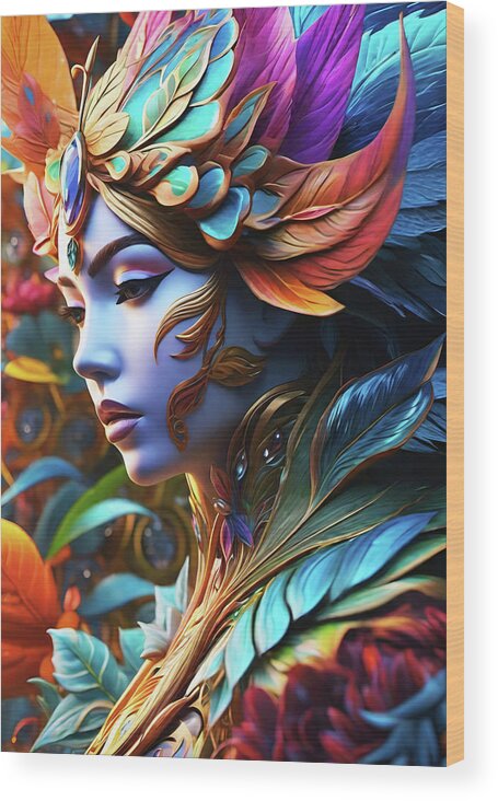 Mother Nature Wood Print featuring the digital art Gg V by Jeff Malderez