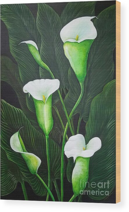 Calla Lilies Wood Print featuring the painting Giant Calla Lily by Jimmy Chuck Smith