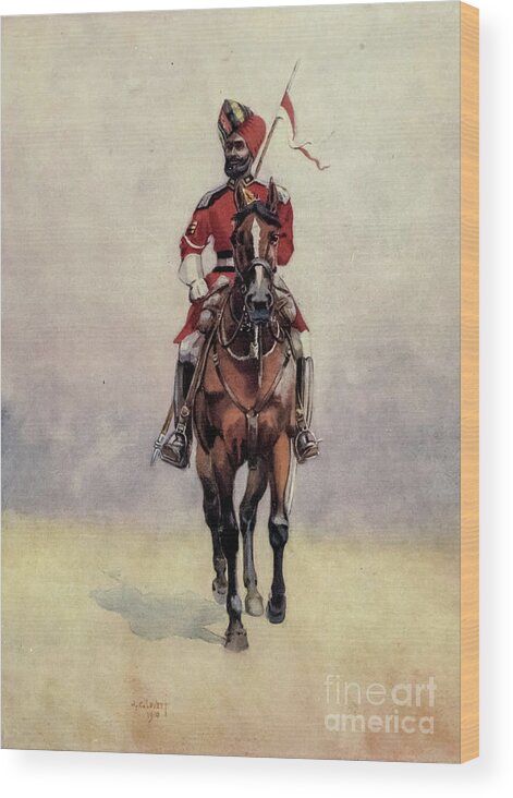 Armies Of India Wood Print featuring the painting Governor's Bodyguard, Bombay Musalman Rajput q5 by Historic Illustrations