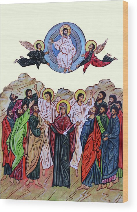 Angels Wood Print featuring the photograph Greek Catholic Melkite Jesus Two Angels by Munir Alawi