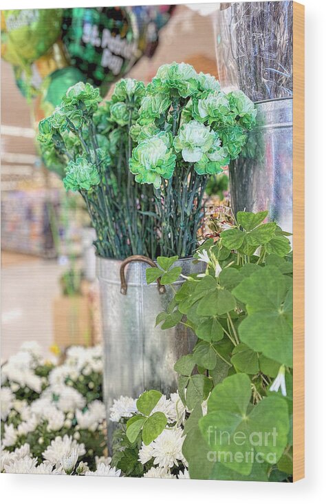 Green Carnations Wood Print featuring the photograph Green Carnations by Janice Drew