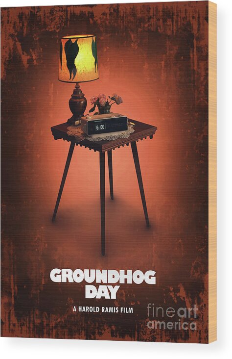 Movie Poster Wood Print featuring the digital art Groundhog Day by Bo Kev