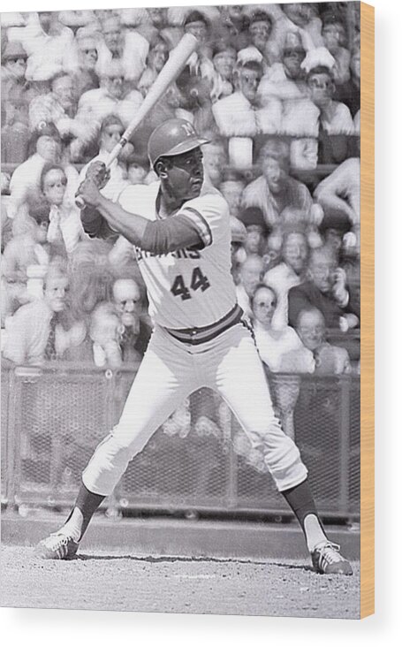 American League Baseball Wood Print featuring the photograph Hank Aaron by Ronald C. Modra/sports Imagery