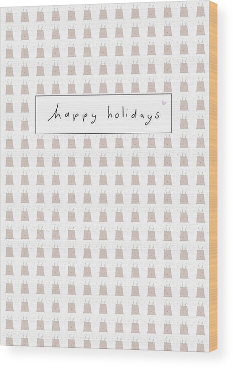 Reindeer Wood Print featuring the digital art Happy Holidays Reindeer by Ashley Rice