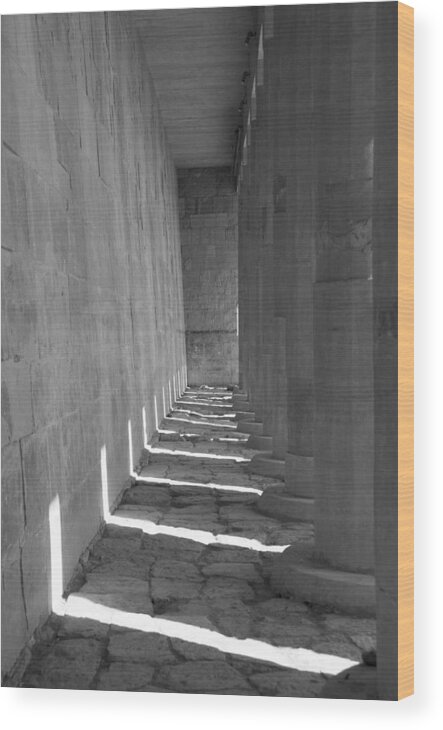 Architecture Wood Print featuring the mixed media Hatshepsut's Temple by Moira Law