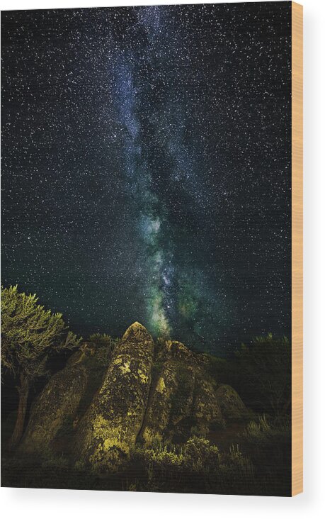 Milky Way Wood Print featuring the photograph High Desert Milky Way 2 by Ron Long Ltd Photography