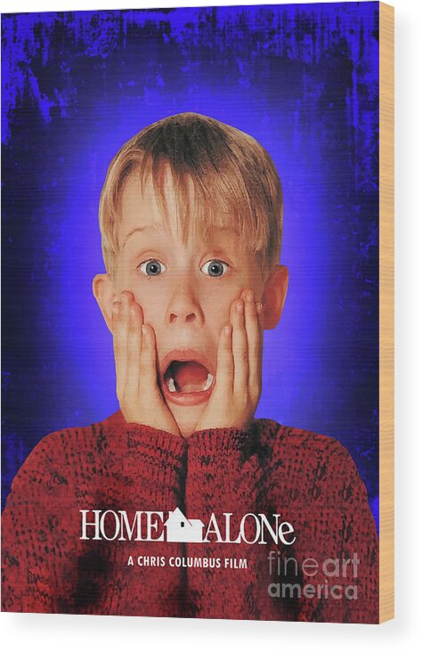 Movie Poster Wood Print featuring the digital art Home Alone by Bo Kev