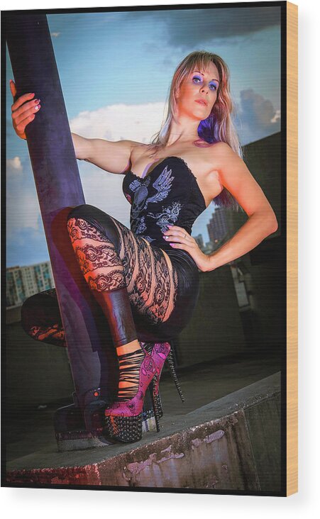 Cosplay Wood Print featuring the photograph Industrial Pinup #3 by Christopher W Weeks