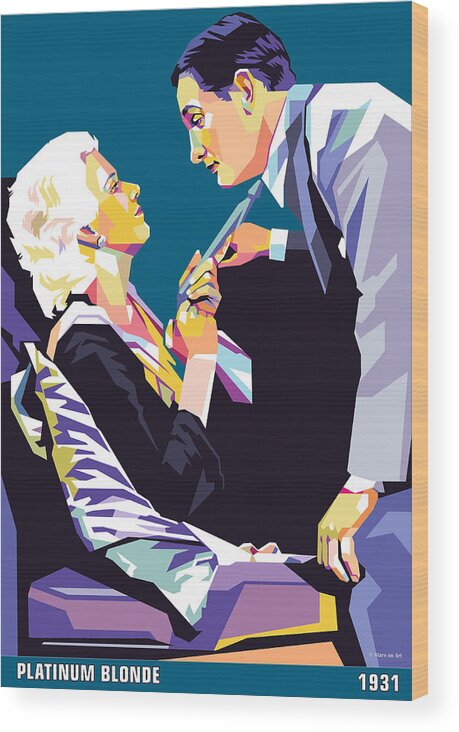 Jean Wood Print featuring the mixed media Jean Harlow and Robert Williams by Movie World Posters