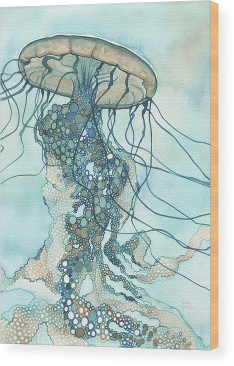 Jellyfish Wood Print featuring the painting Jellyfish I by Tamara Phillips