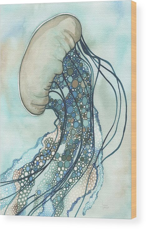 #faatoppicks Wood Print featuring the painting Jellyfish II by Tamara Phillips