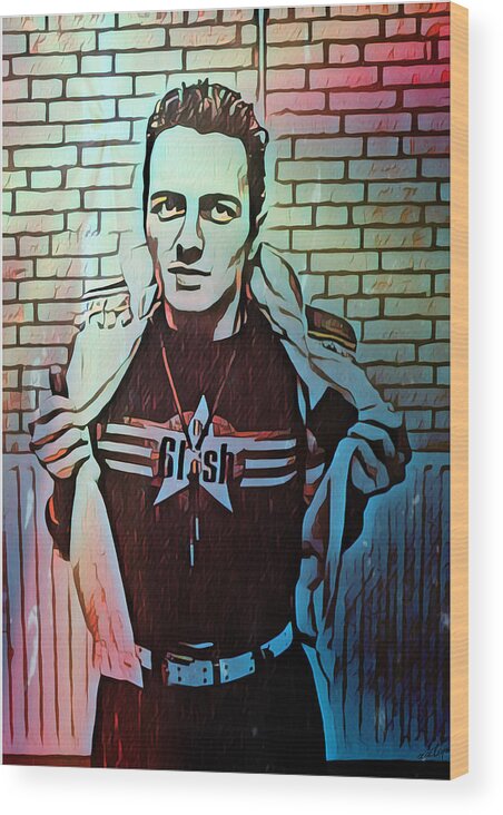 Joe Strummer Wood Print featuring the digital art Joe Strummer Portrait by Christina Rick