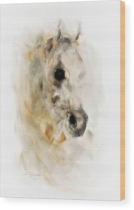 Horse Wood Print featuring the painting Johnny by Janette Lockett