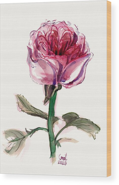 Flower Wood Print featuring the painting Juliet Rose by George Cret