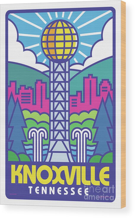 Nashville Wood Print featuring the digital art Knoxville Pop Art Travel Poster by Jim Zahniser