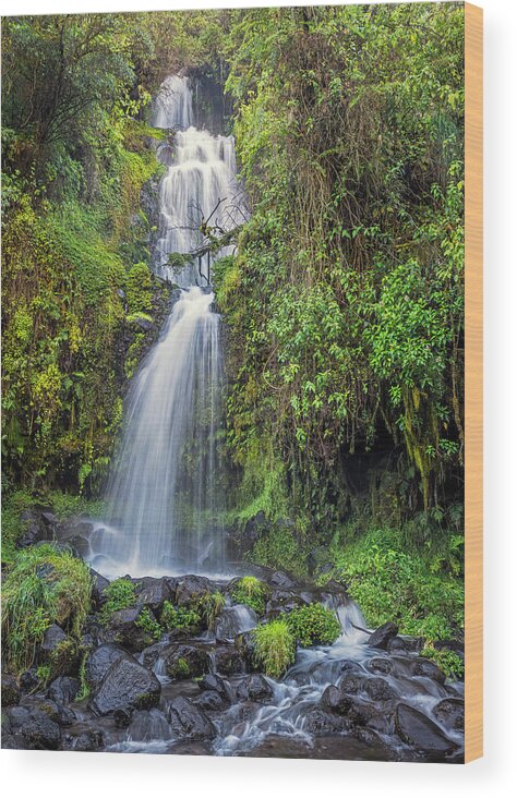 Andes Wood Print featuring the photograph La Chorrera waterfall - Santa Rita by Henri Leduc
