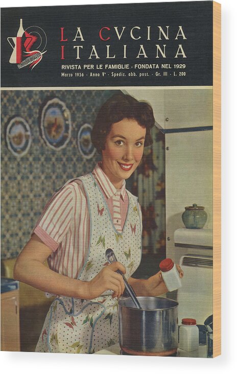 Cucina Wood Print featuring the photograph La Cucina Italiana - March 1956 by Artist Unknown
