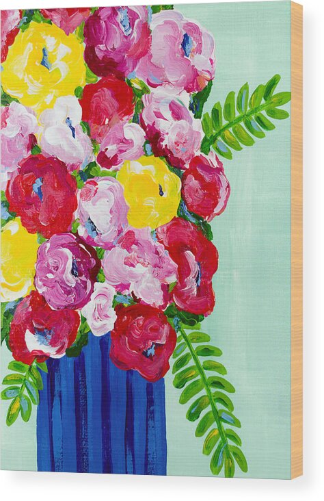 Abstract Floral Wood Print featuring the painting Lemon Lime by Beth Ann Scott