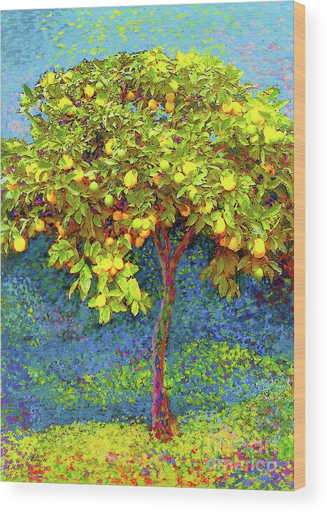 Landscape Wood Print featuring the painting Lemon Tree by Jane Small