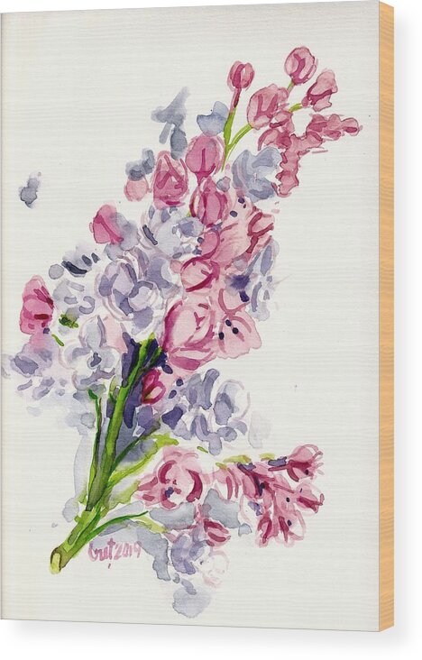 Lilac Wood Print featuring the painting Lilac Blossom by George Cret