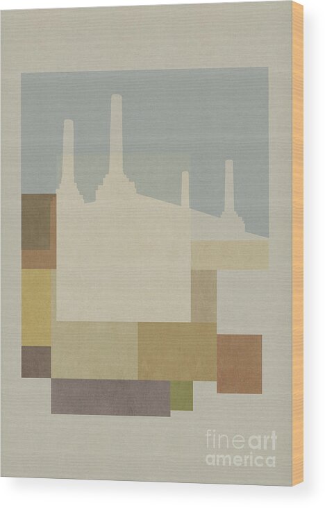 London Wood Print featuring the mixed media London Squares - Battersea by BFA Prints