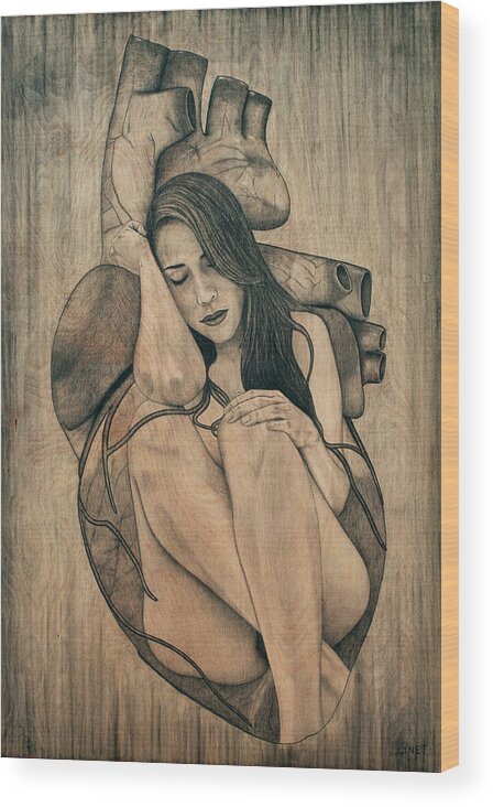 Longing For You Wood Print featuring the drawing Longing for You by Lynet McDonald