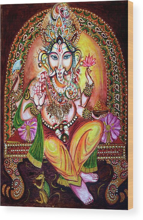 Ganesha Wood Print featuring the painting Lord GANESHA by Harsh Malik