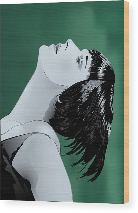 Louise Brooks Official Wood Print featuring the digital art Louise Brooks in Berlin - Viridian Patina by Louise Brooks