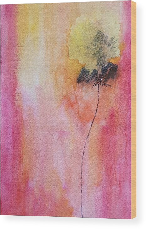 Flower Line Work Wood Print featuring the painting Love Pink by Kim Shuckhart Gunns
