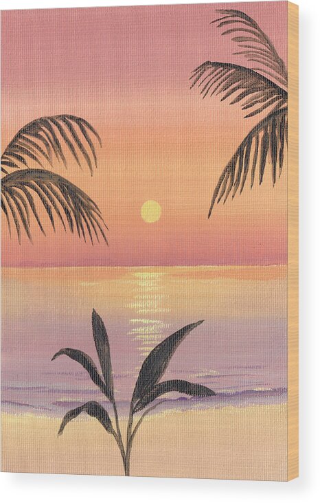 Sunset Wood Print featuring the painting Maldives Sunset by Elizabeth Lock