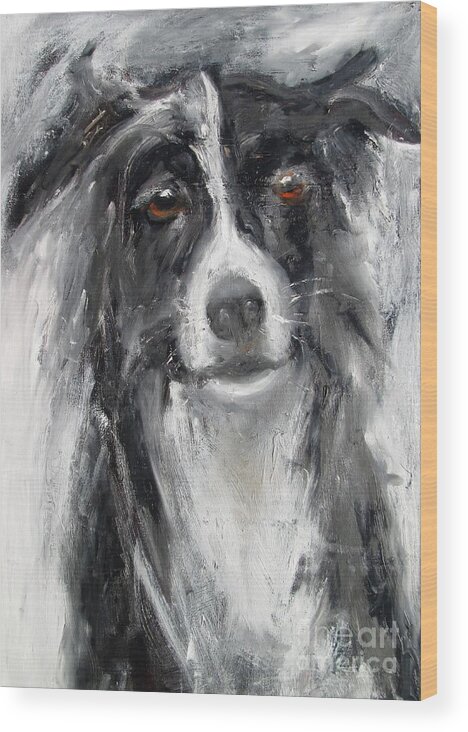 Dog Wood Print featuring the painting Paintings Of Dogs. Mans Best Friend by Mary Cahalan Lee - aka PIXI