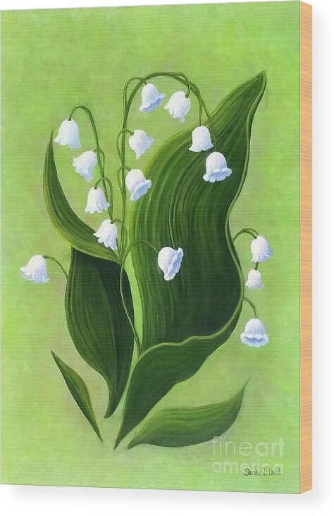 Portrait Wood Print featuring the painting Megan's Lily of the Valley by Sarah Irland
