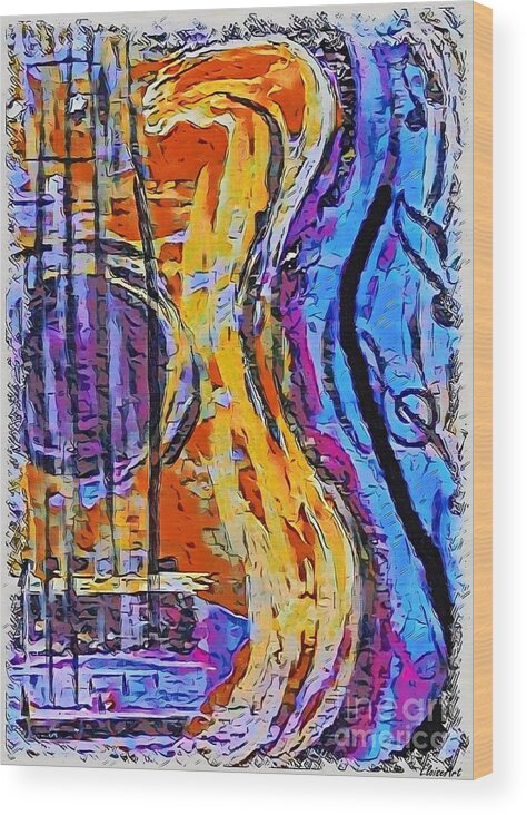 Guitar Wood Print featuring the painting Modern Art GUITAR by Eloise Schneider Mote