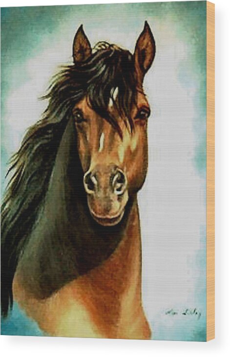 Horse Wood Print featuring the painting Morgan by Loxi Sibley