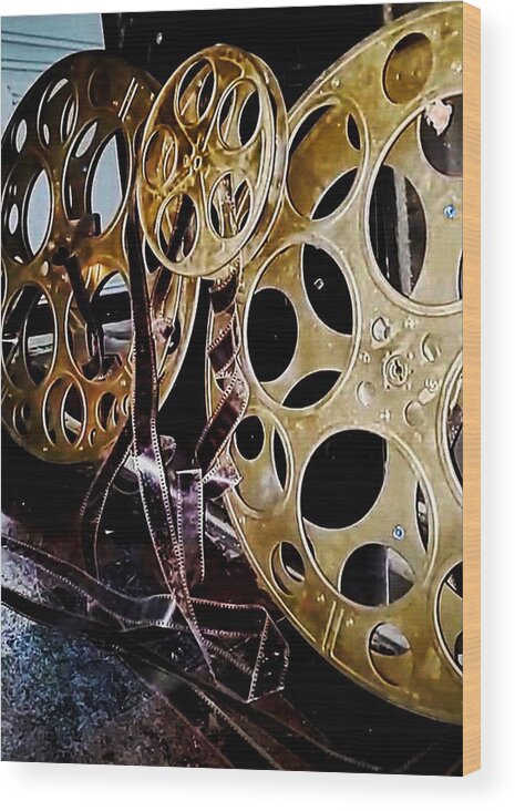  Wood Print featuring the photograph Movie reels by Stephen Dorton