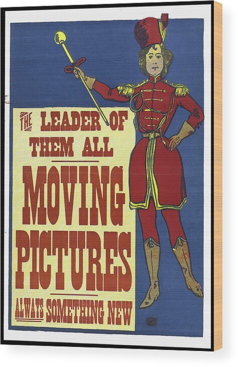 Moving Wood Print featuring the mixed media ''Moving Pictures'', 1903 by Movie World Posters