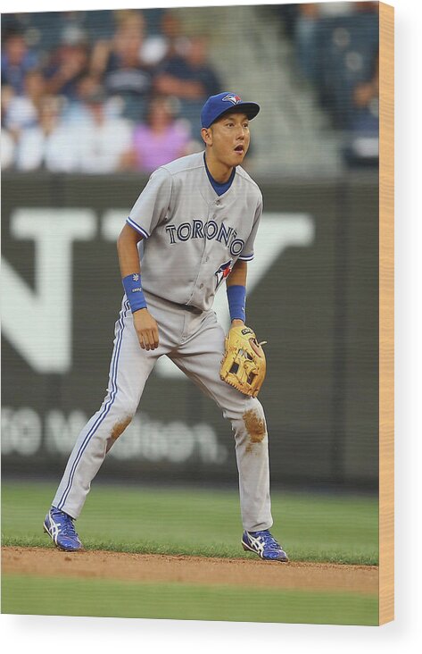 American League Baseball Wood Print featuring the photograph Munenori Kawasaki by Al Bello