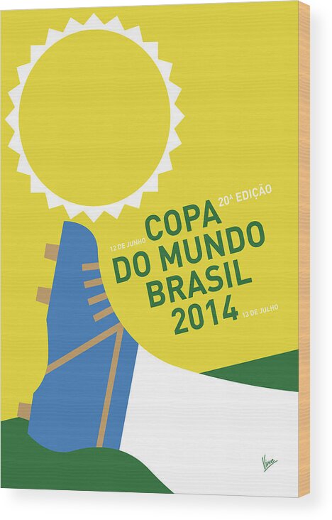 Brazil Wood Print featuring the digital art My 2014 World Cup Soccer Brazil - Rio Minimal Poster by Chungkong Art