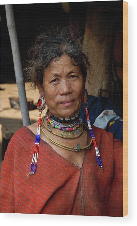 Karen Long Neck Wood Print featuring the photograph Nations - Karen Long Neck Hill Tribe, Thailand by Earth And Spirit