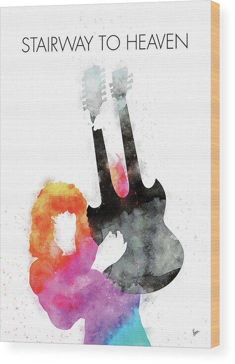 Led Wood Print featuring the digital art No011 MY Led zeppelin Watercolor Music poster by Chungkong Art