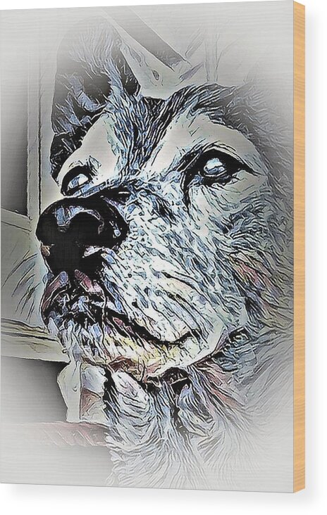 Dog Wood Print featuring the digital art Noble Beast by David Manlove