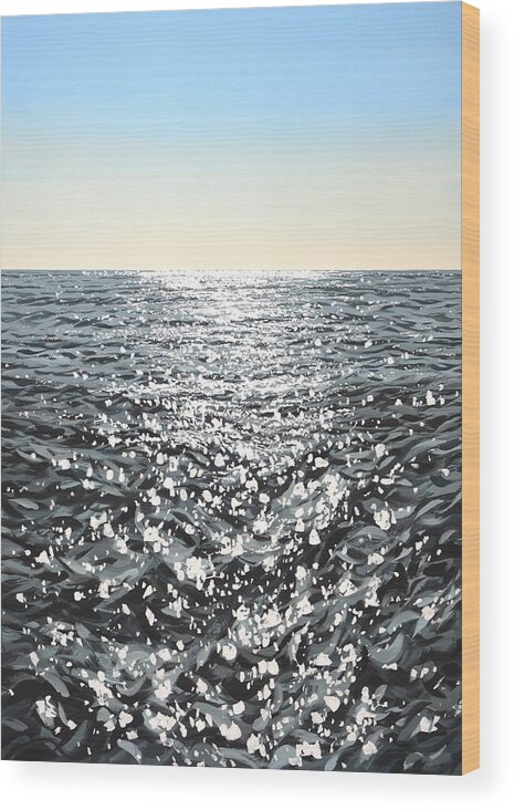 Sea Wood Print featuring the painting 	Ocean. Sky. Light 2. by Iryna Kastsova