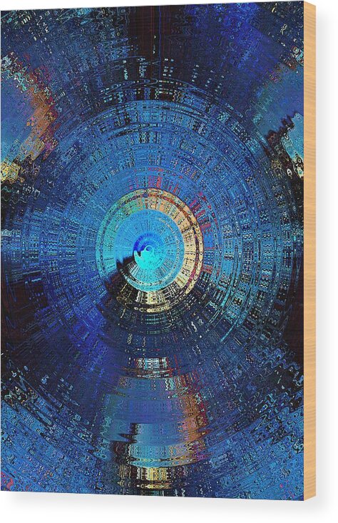 Blue Wood Print featuring the digital art Octo Gravitas by David Manlove