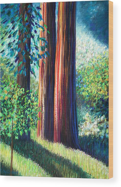 Redwoods Wood Print featuring the painting Old Growth by Polly Castor