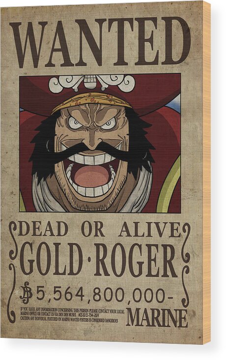 One Piece Wanted Poster - GOL D ROGER Wood Print by Niklas Andersen - Fine  Art America