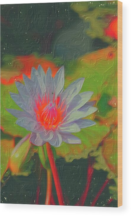 Water Lily Wood Print featuring the digital art Ornamental Aquatic Flower by Don Wright