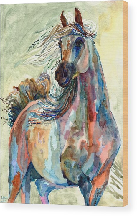 Horse Wood Print featuring the painting Othello Steed by Suzann Sines