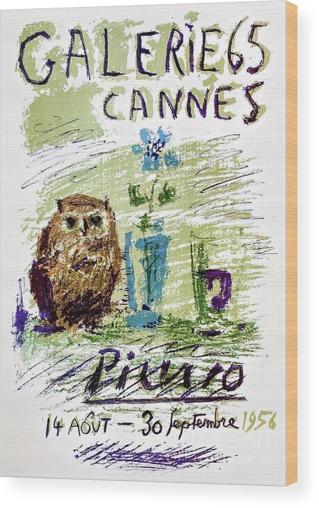 Pablo Picasso Art Gallery Poster Cannes France 1956 Wood Print by Pablo ...