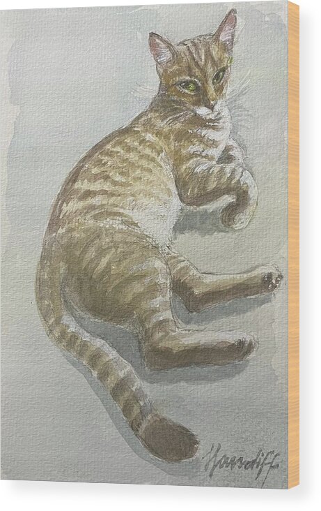 Bengal Cat Wood Print featuring the painting Pancho by Laura Lee Cundiff